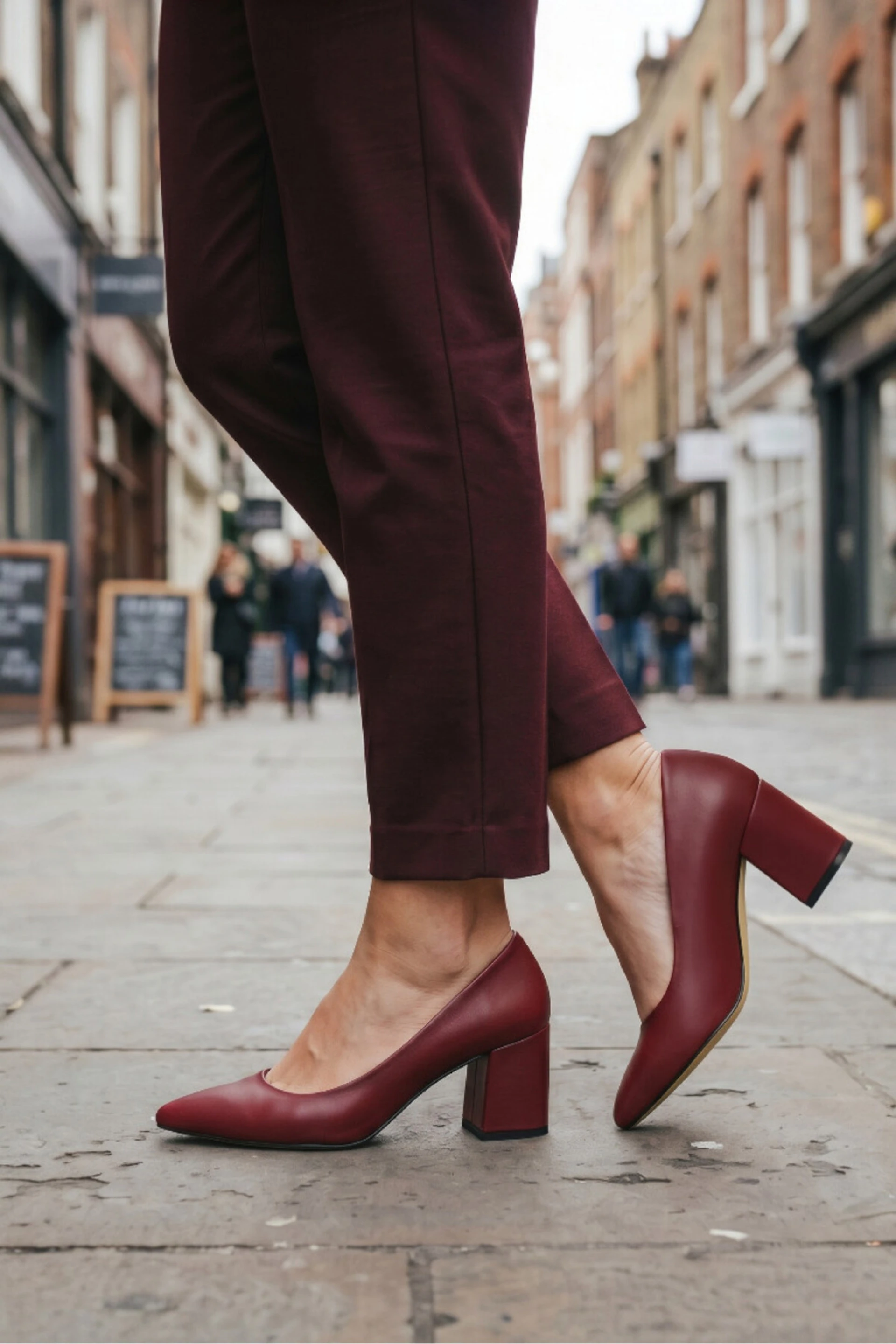 Viale Bordo Klasik Kalın Topuklu Stiletto